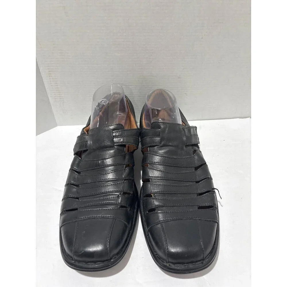Josef Seibel Men's Steven Black Leather Fisherman Sandals size 45 us 10.5-11